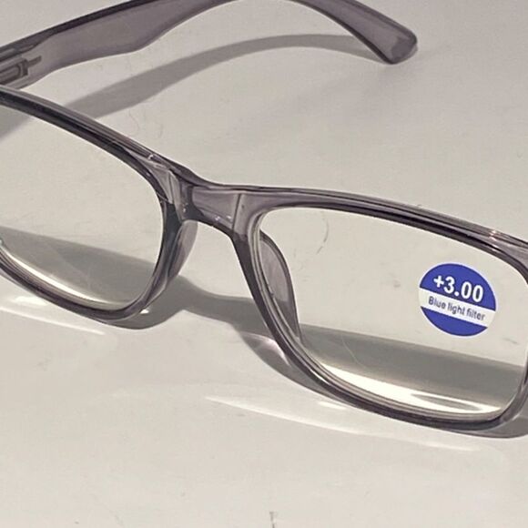 1445 Helen Reading Glasses 3.0 Readers Bluelight Filter Gray Frame NWT - Picture 7 of 9